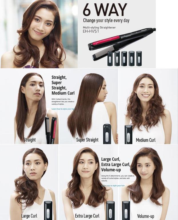 Panasonic EH HV51 Hair Straightener Curler 2 in 1 6 way multi styling curling iron Hair styler Fast straightening long lasting curls