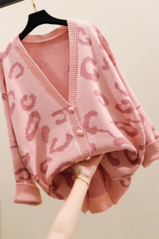 pink leopard sweater