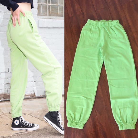 RARE Brandy Melville Lime Green Rosa Sweatpants Women s Fashion