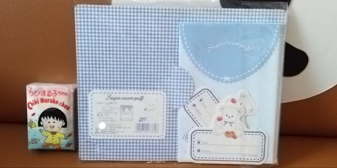 Sugar Cream Puff 全新正版 Sanrio 日本製 1994年 Made in Japan 雪熊 公仔 信紙 信封 貼紙 Envelope letter stickers set