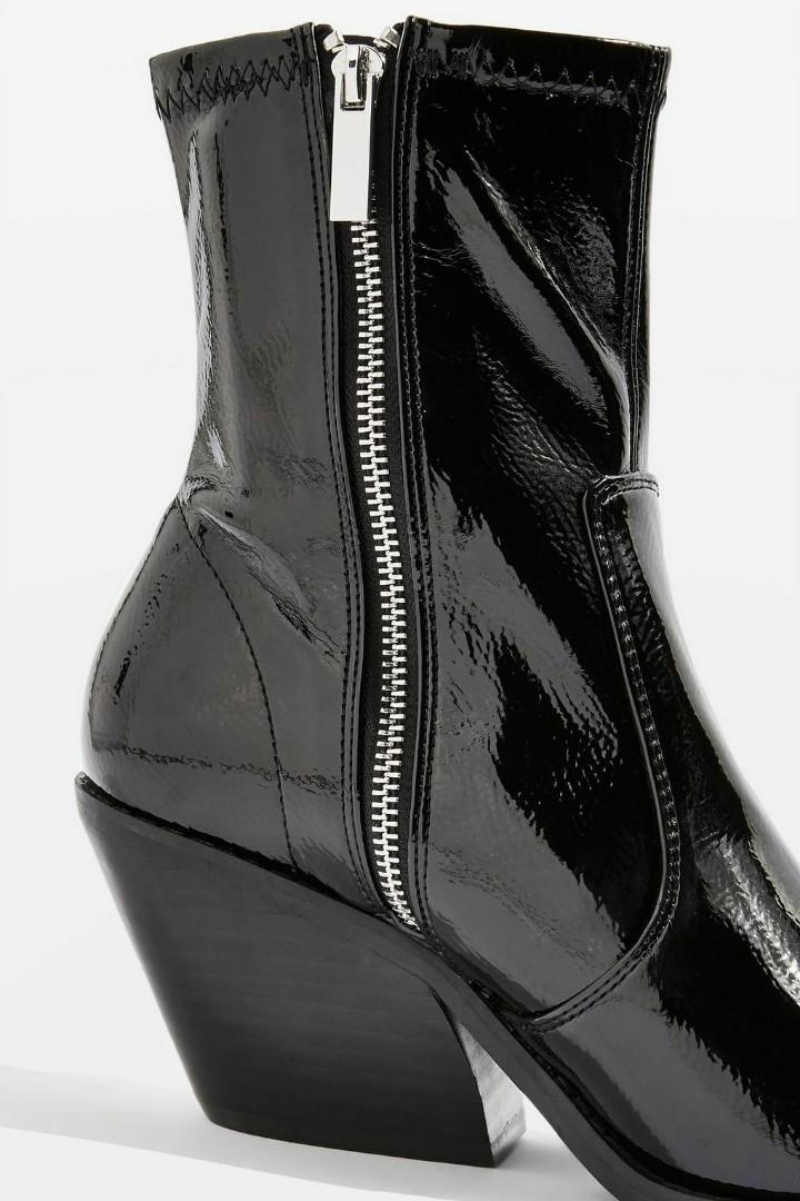 Topshop black patent boots cheap