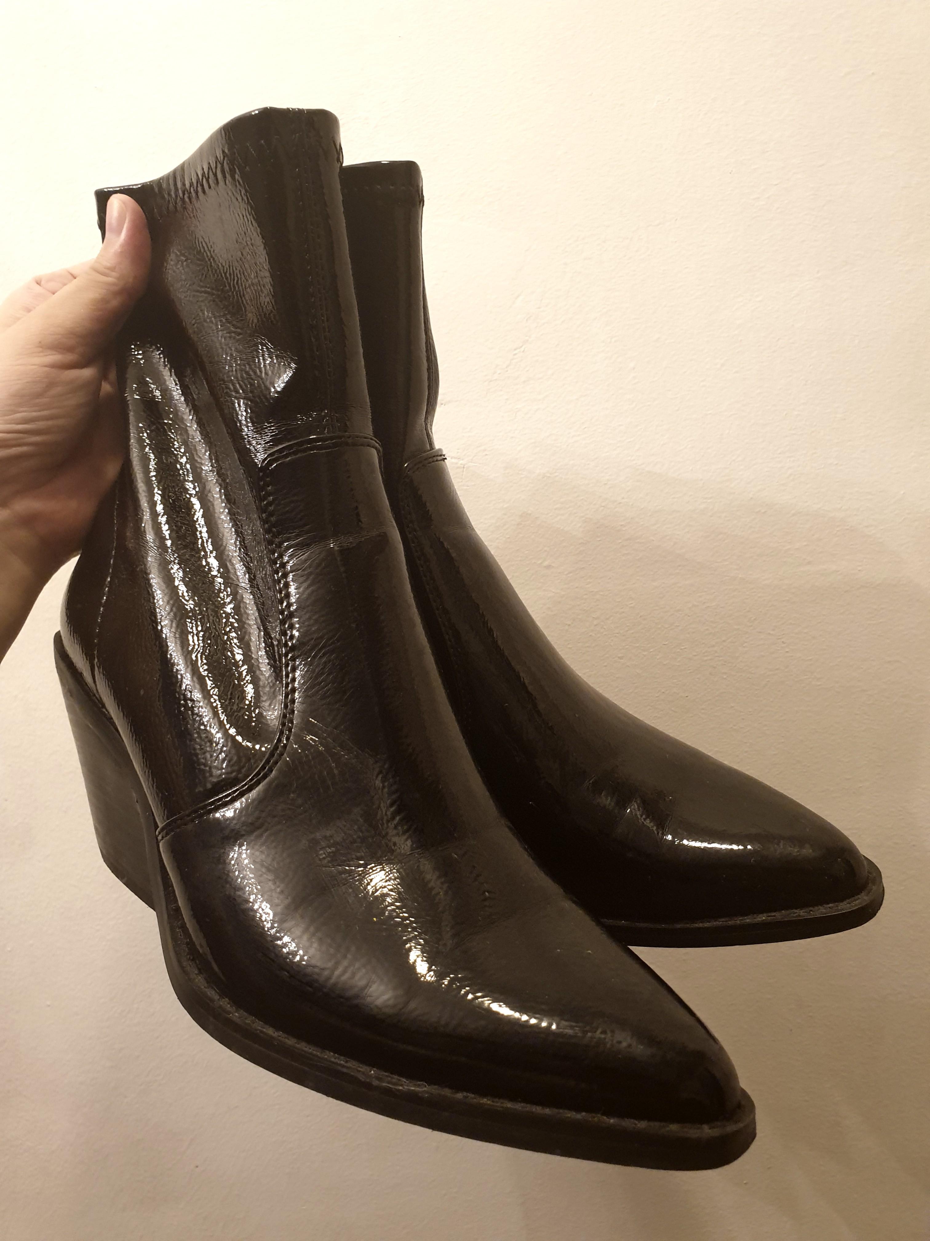 Black patent top boots topshop