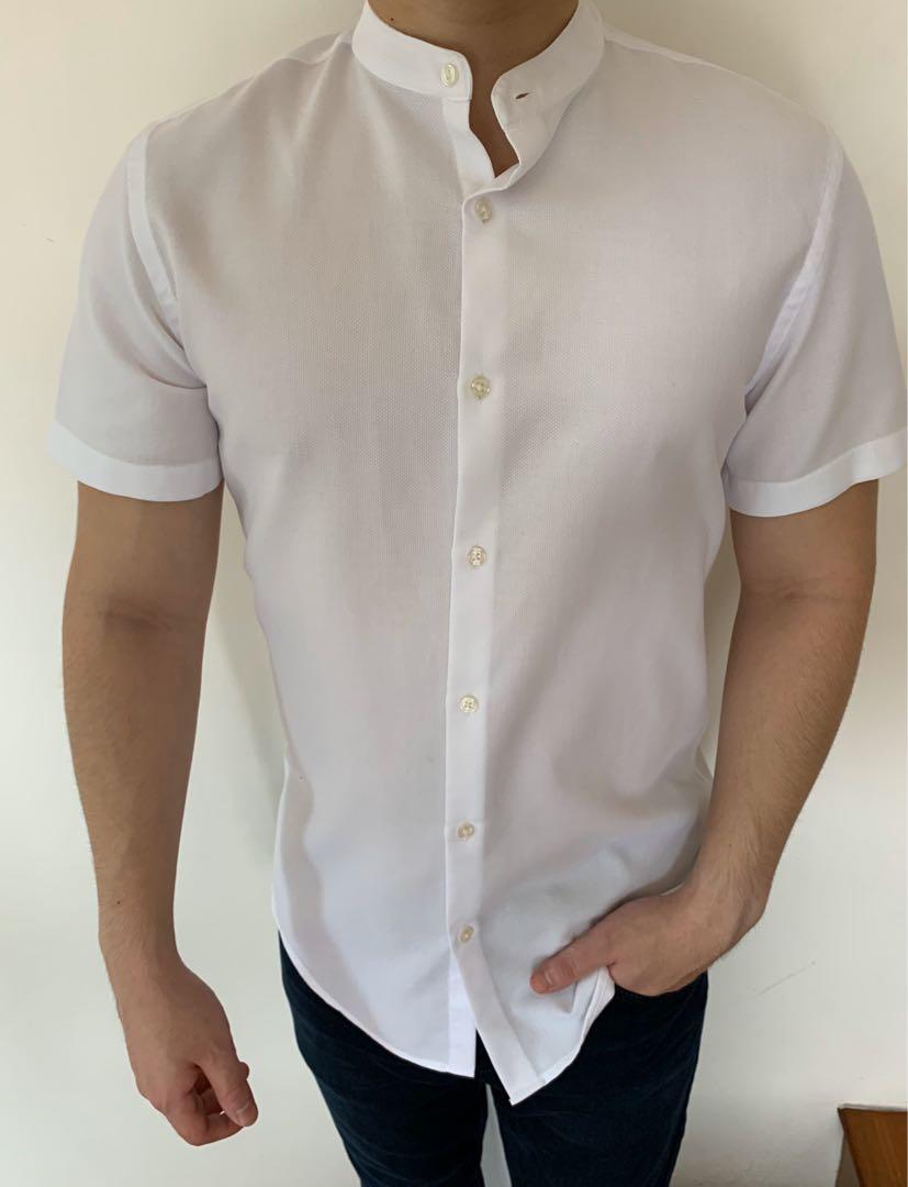 Zara - Mens Mandarin Collar Relaxed Shirt, Men's Fashion, Tops & Sets ...