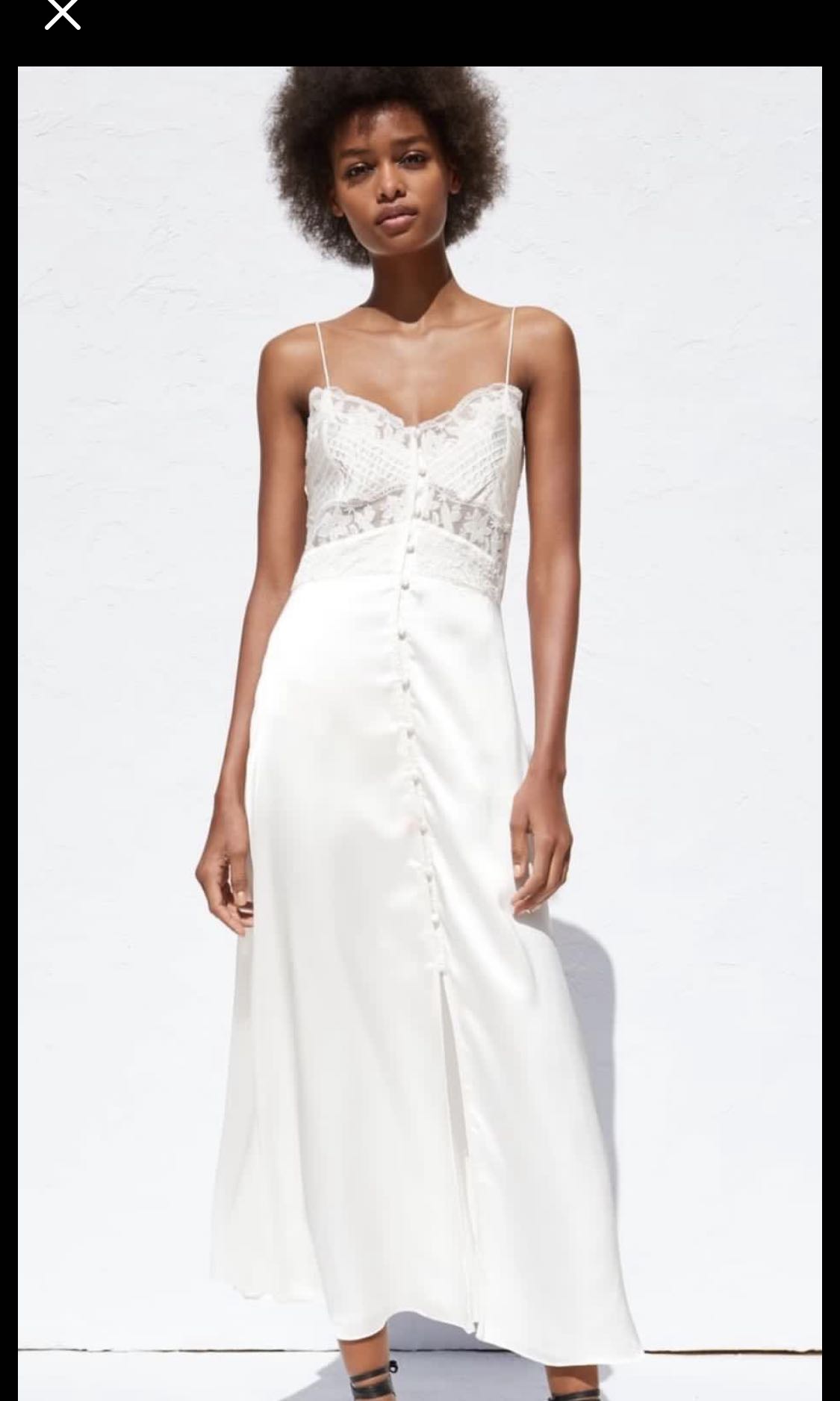 Zara white lace satin dress, Women's ...