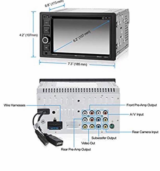 40) Boss Audio Systems BV9364B Car Stereo DVD Player Double Din, Bluetooth  Audio/Hands-Free Calling, 6.2 Inch Touchscreen LCD Monitor, MP3 Player, CD,  DVD, USB Port, SD, AUX Input, AM/FM Radio Receiver,