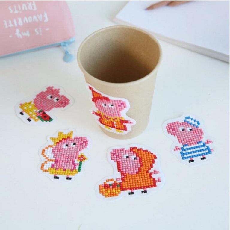 5pcs Peppa Pig Diy 5d Diamond Painting Stickers Design Craft