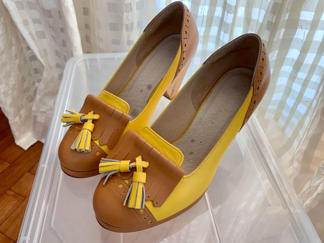 yellow oxford heels