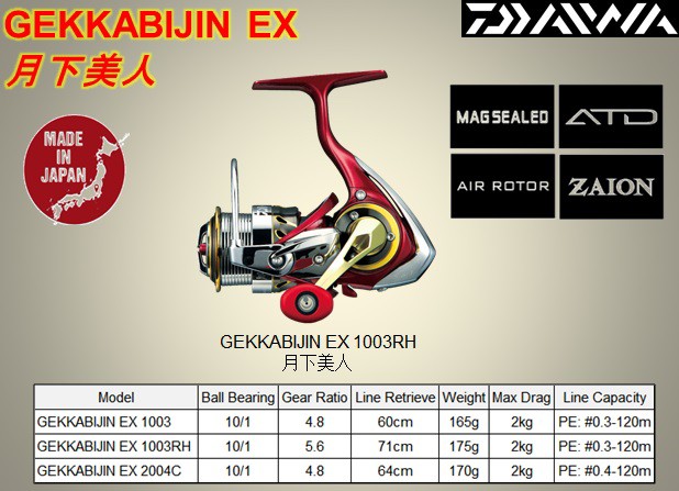 DAIWA GEKKABIJIN EX REELS (1003, 1003RH), Sports Equipment, Fishing on  Carousell