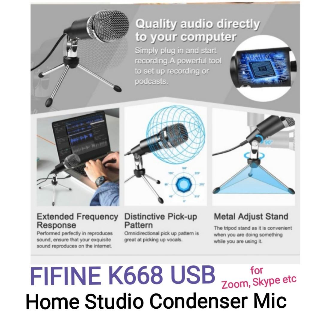 FIFINE USB Microphone, Plug and Play Home Studio USB Condenser Microphone  for Skype, Recordings for , Google Voice Search, Games, for Windows