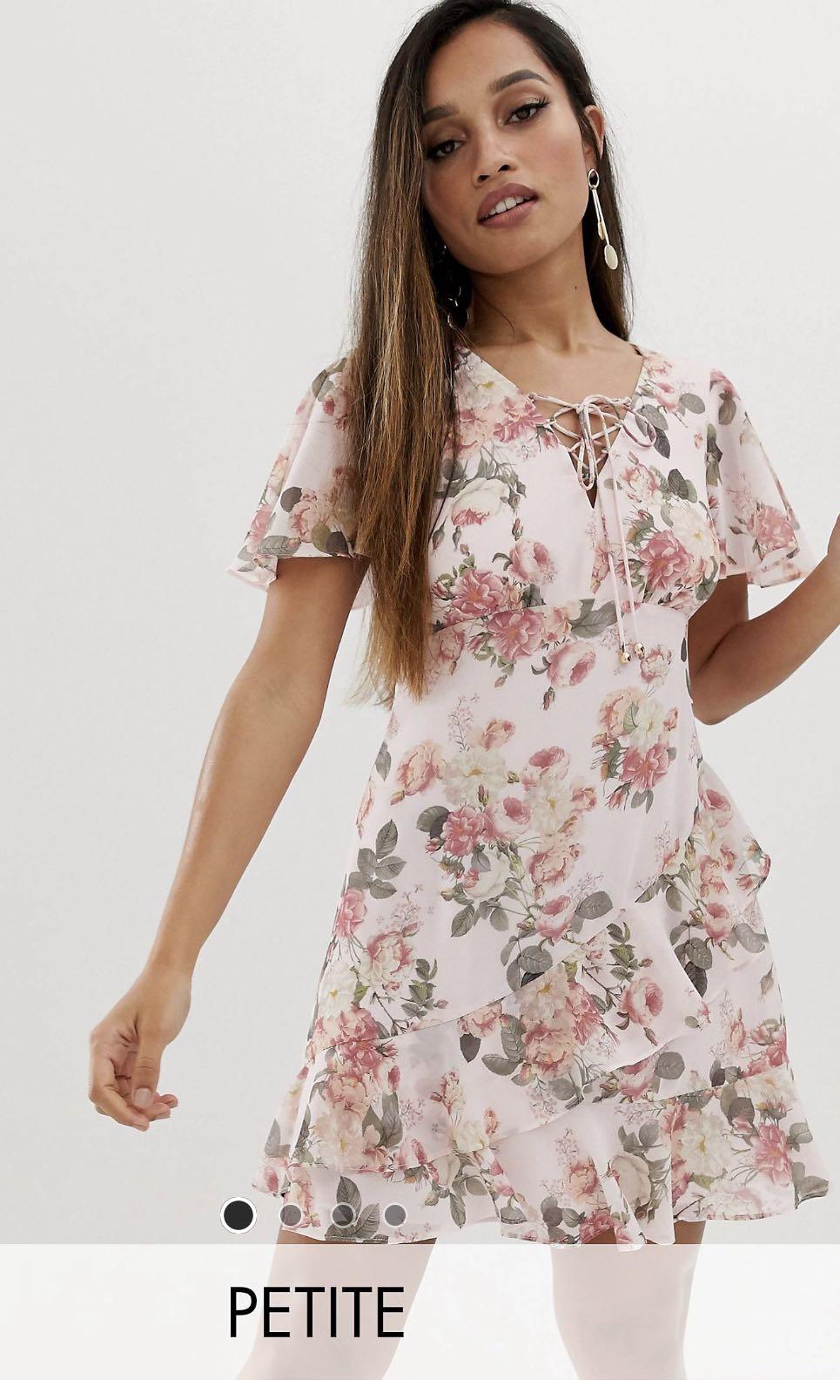 Forever New Petite Lace Up Floral Dress Women s Fashion Dresses