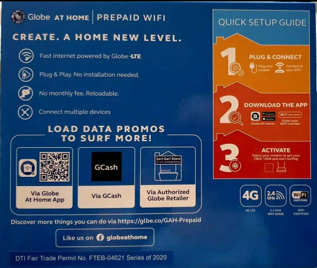 Globe Prepaid Home Wifi FREE 10 GB, TV & Home Appliances, TV & Entertainment, Entertainment 