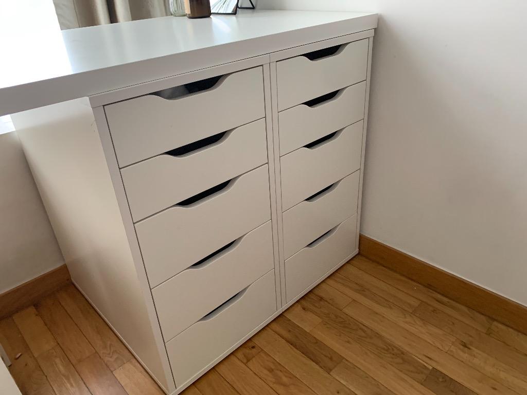 Ikea desk and 2 sets of Alex drawers, Furniture, Tables & Chairs on ...