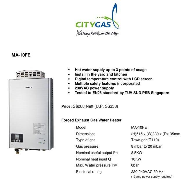 MACRO MA10FE Gas Water Heater, TV & Home Appliances, Water Heater