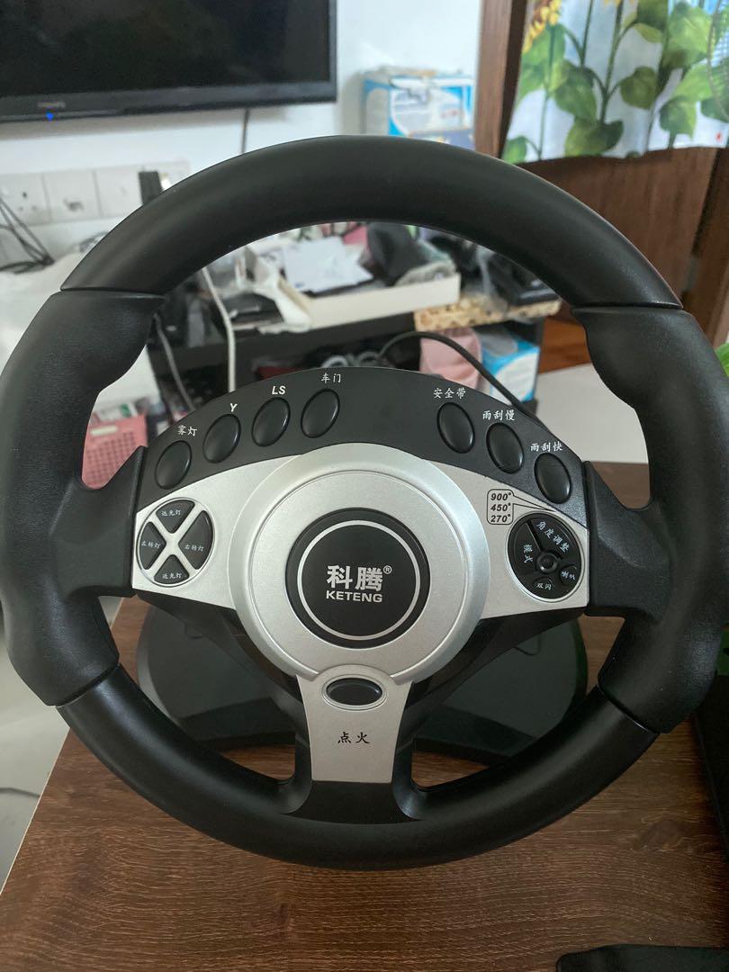 PC Gaming steering wheel 900 degree (keteng pc902), Video Gaming, Video