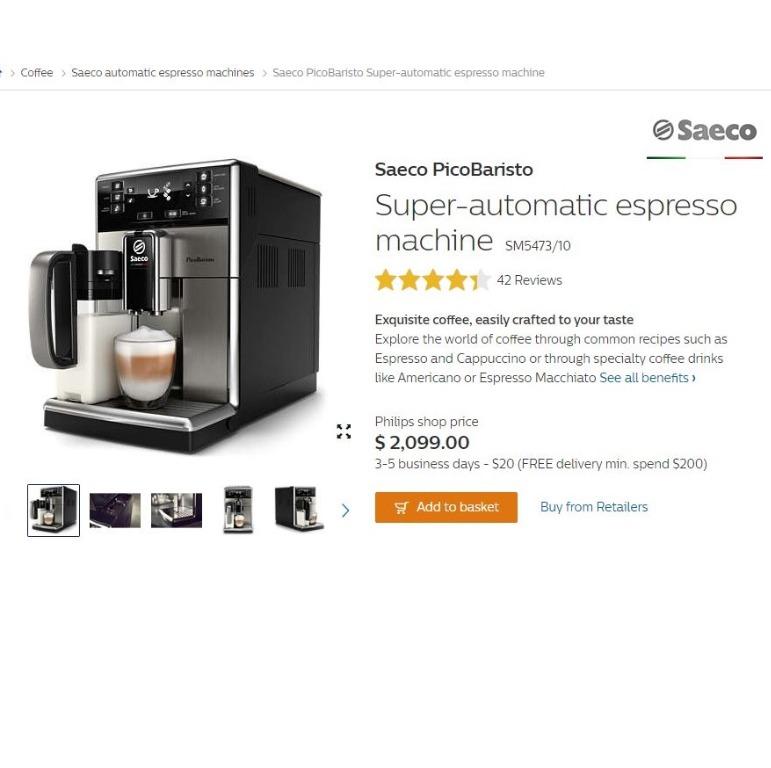 Philips SM5473 Saeco PicoBaristo SuperAutomatic Espresso Coffee
