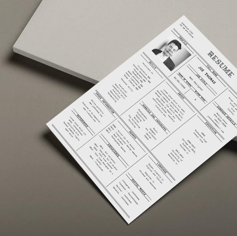 Resume Template Editable Resume Cv Template Printable Printable