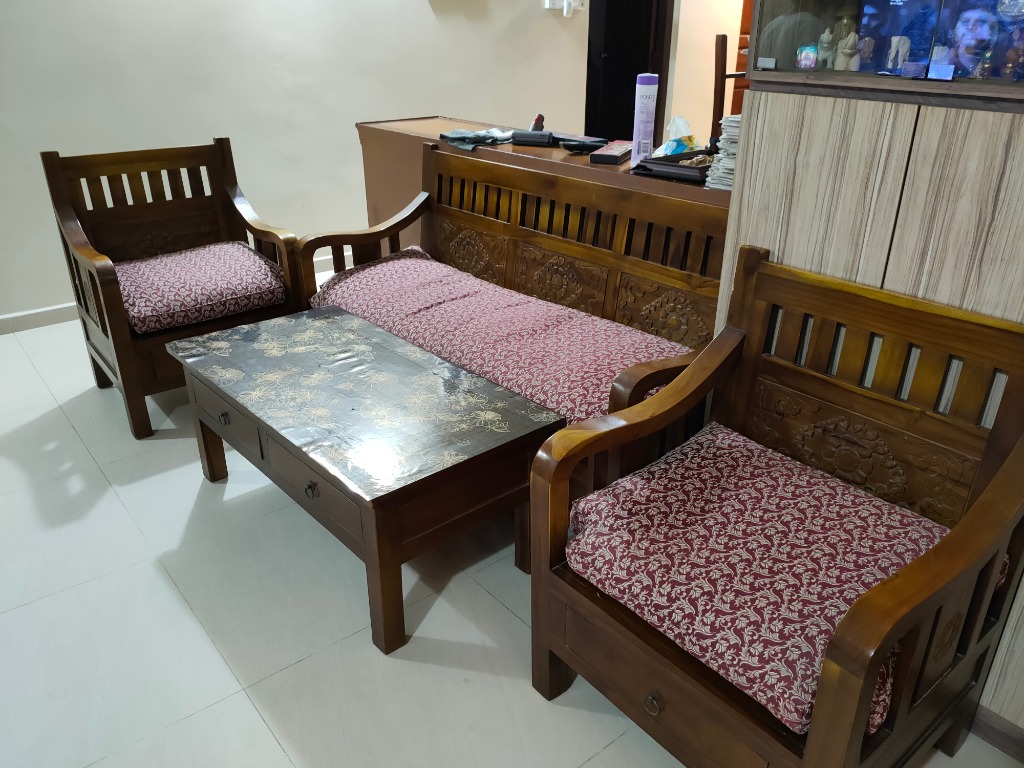 Solid Teak Wood Sofa Set Furniture Sofas On Carousell