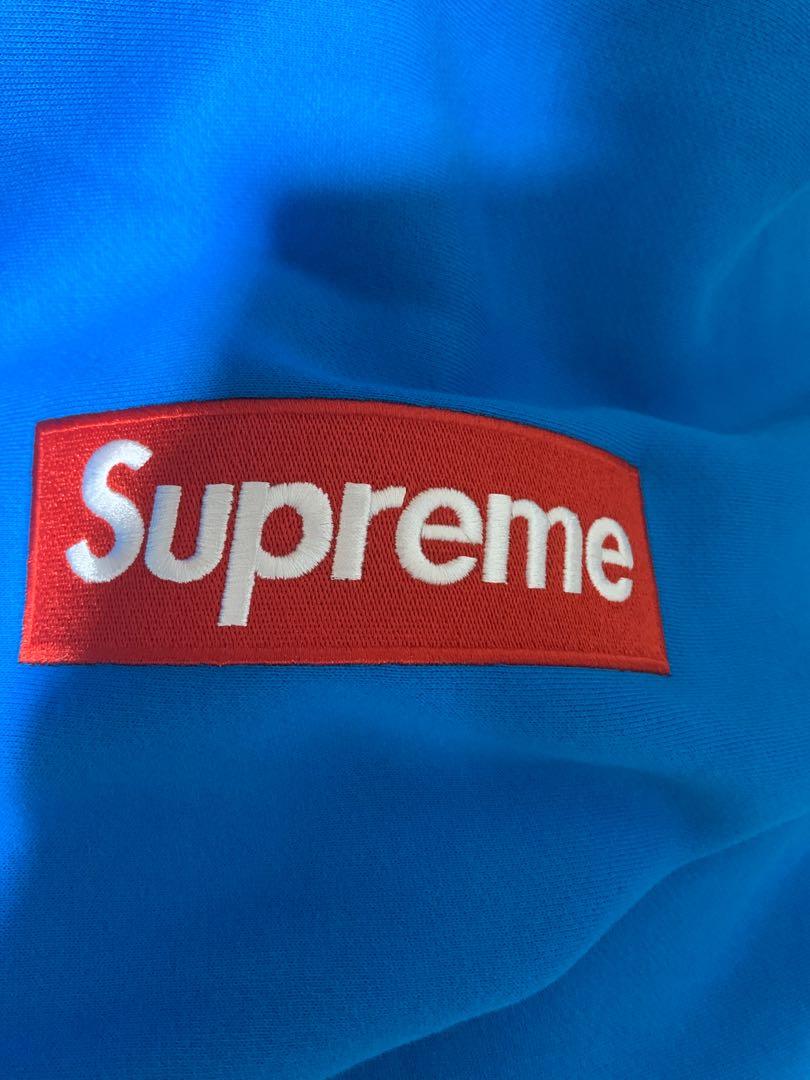 red on teal box logo hoodie
