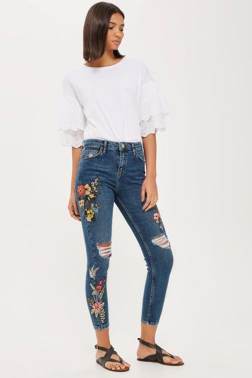 topshop embroidered jeans