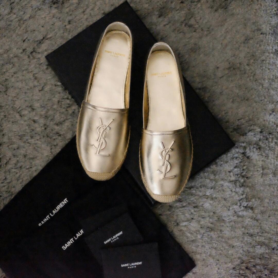 YSL Espadrilles Gold, Fesyen Wanita 