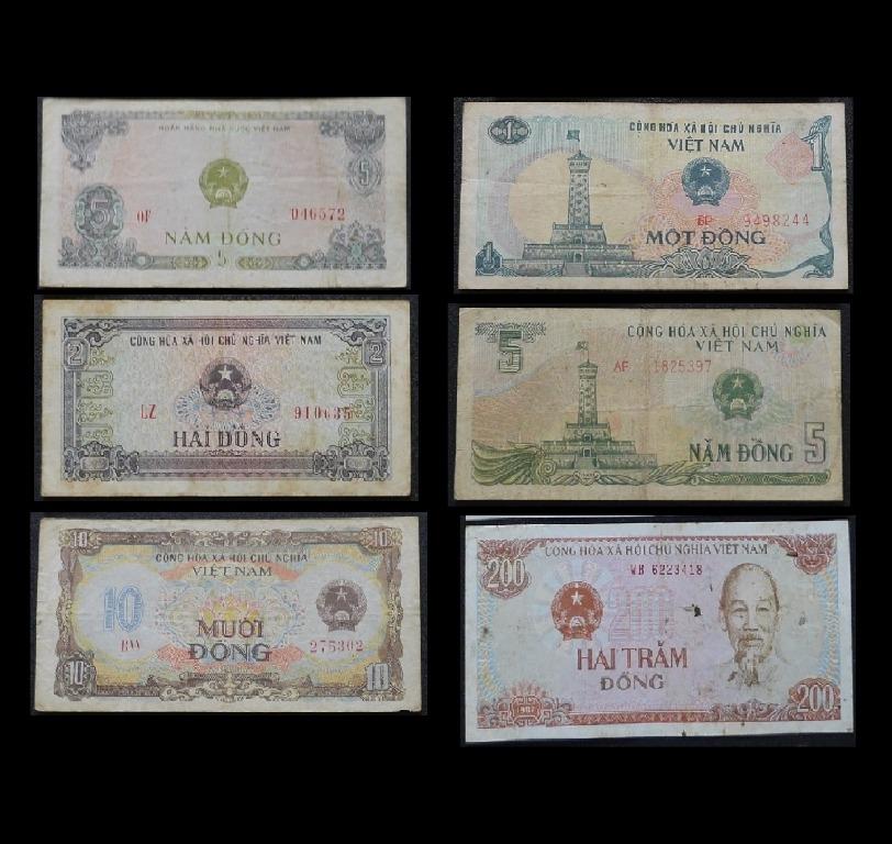 6pcs Vietnam Banknotes 1 2 5 10 200 Dong Bank Note Hobbies Toys Memorabilia Collectibles Currency On Carousell