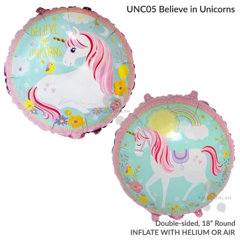 Believe In Unicorns 18 Round Helium Birthday Party Foil
