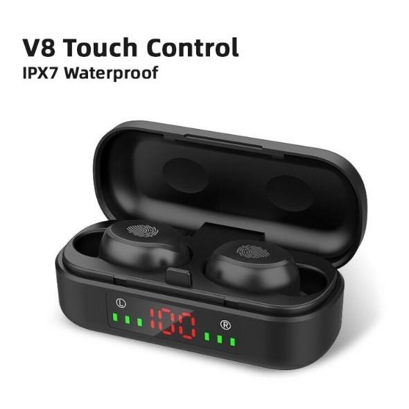 Direct Warehouse Price Original AMOI V8 TWS Wireless Earphone 5.0 Bluetooth Earphones Wireless Earbuds LED Display Fingerprint Touch Control Bass