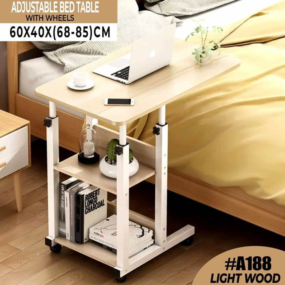 A188 bed table with wheels, Furniture & Home Living, Office Furniture