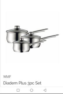 BNIB WMF Diadem Plus 3 piece cookware set