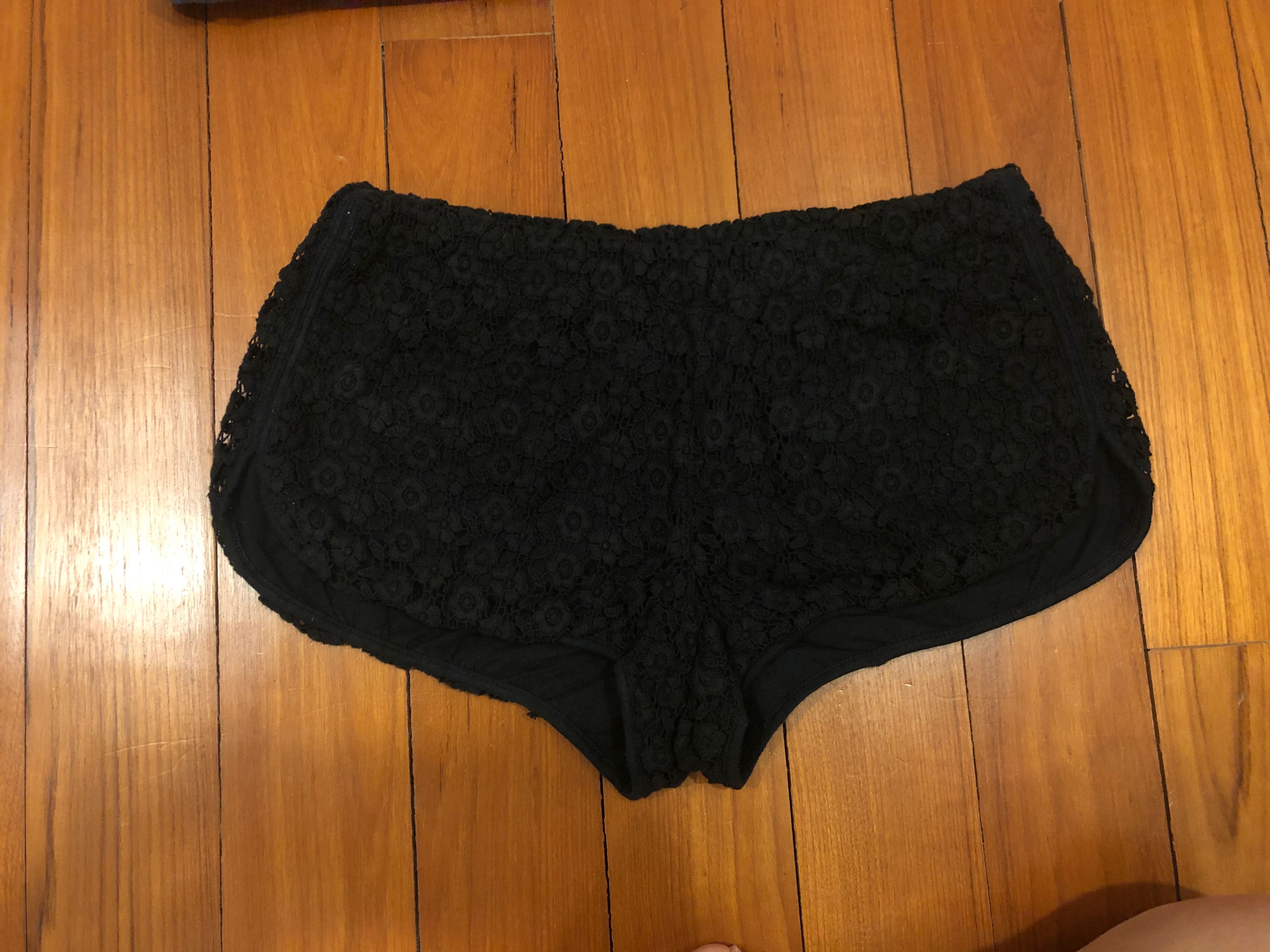 Crochet Black Booty Shorts, Women's 