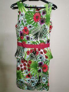 Floral peplum dress (Green)