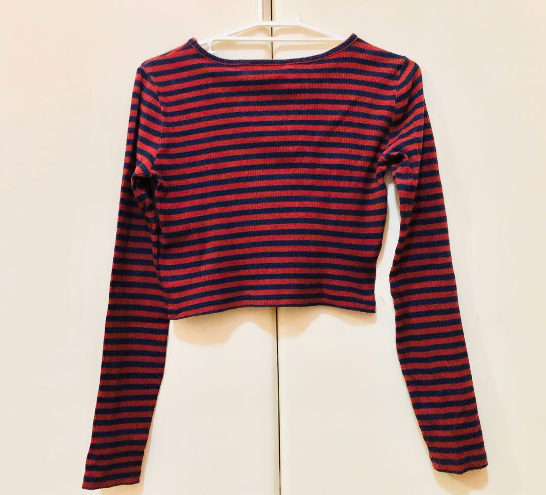 Forever 21 striped long sleeve crop top clearance