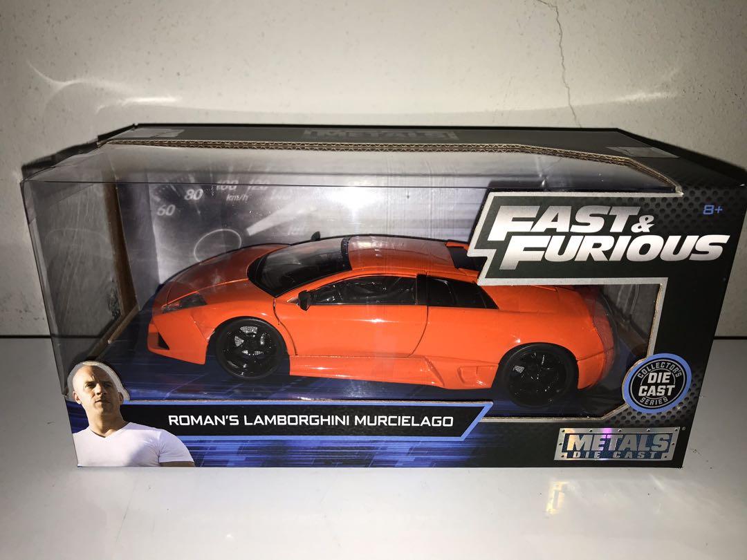 Jada Toys 1/24 Fast & Furious Roman'S Lamborghini Murcieoago Diecast Car,  Hobbies & Toys, Toys & Games on Carousell