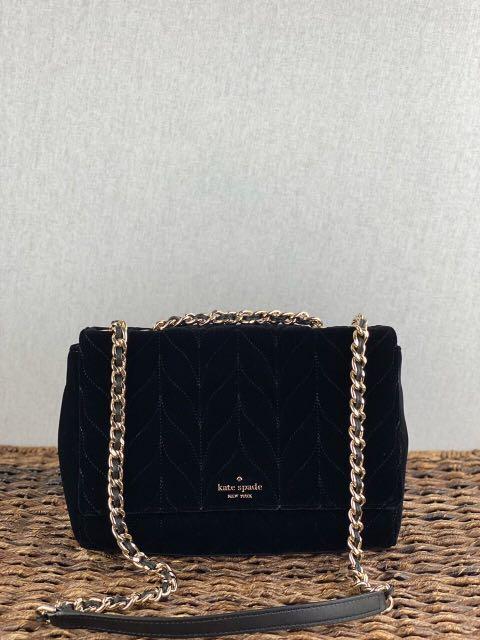 Kate Spade Emelyn Large Quilted Velvet in Black, Luxury, Bags & Wallets on  Carousell
