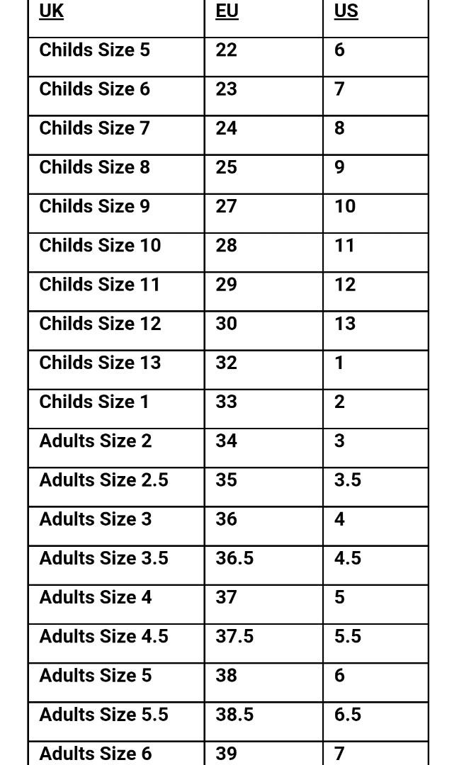 Ballet slipper on sale sizing