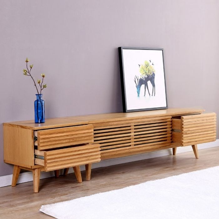 Linje Solid Oak Wood TV Console Set with Side (2000), Furniture