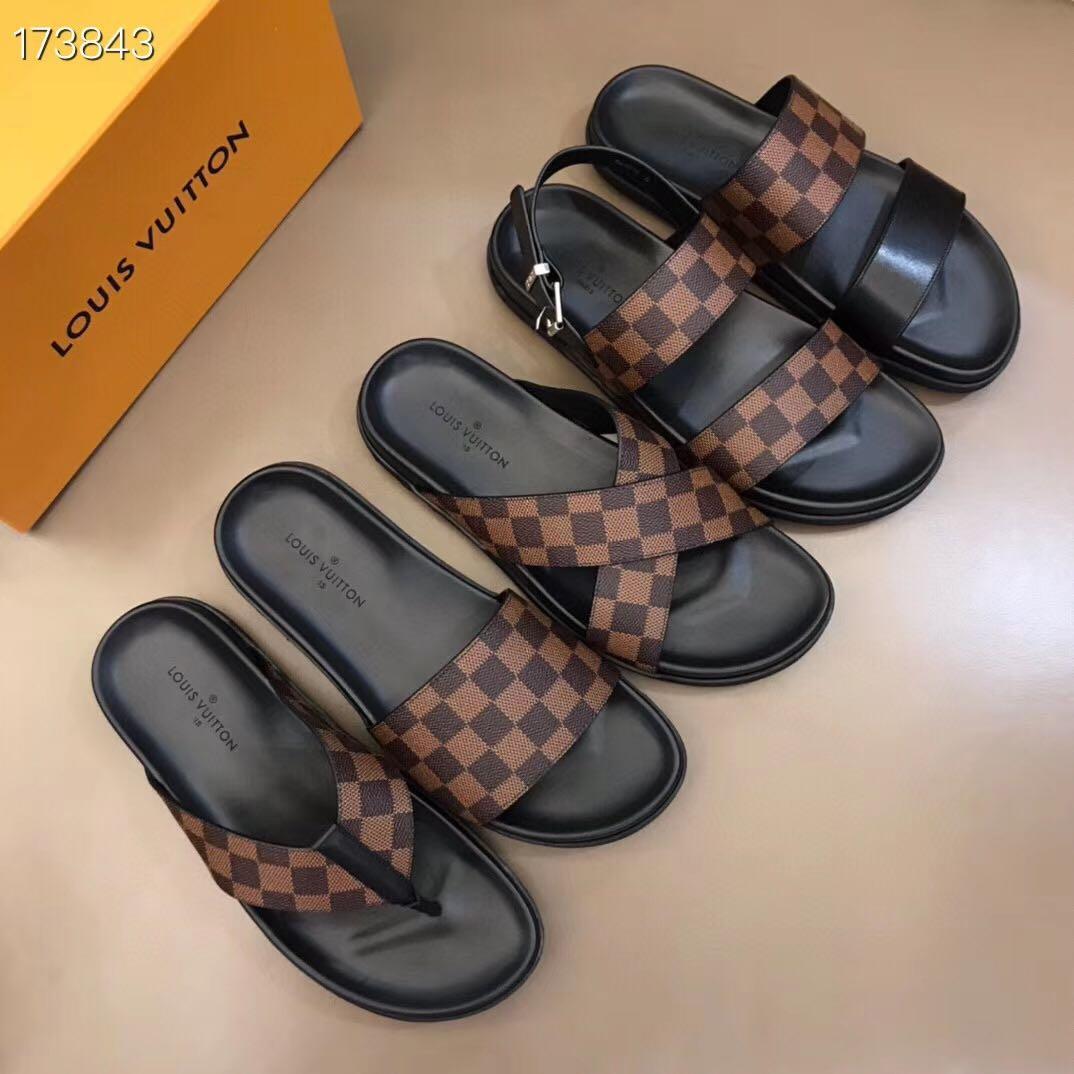 LV Sandals, Men's Fashion, Footwear, Flipflops and Slides on Carousell