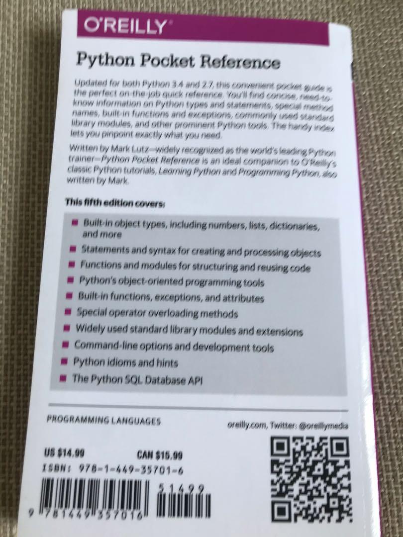 Python Pocket Reference Books Stationery Non Fiction On Carousell
