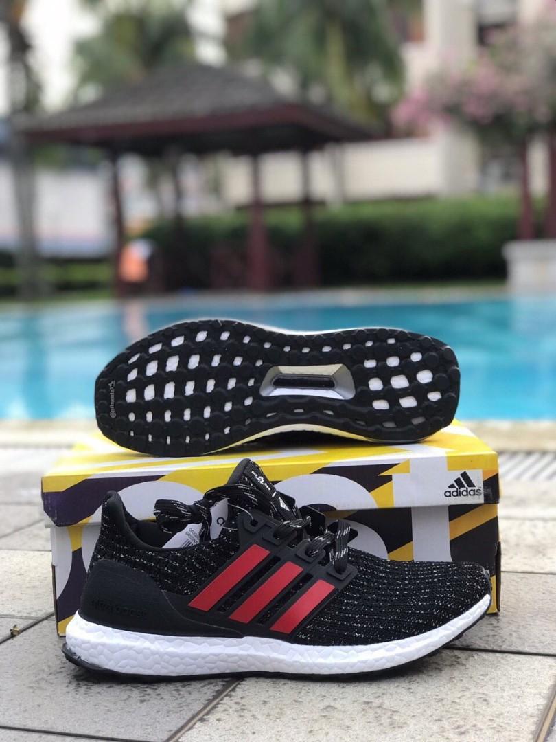 ADIDAS ULTRA BOOST ( All White Red )*Copy Original*, Men's Fashion,  Footwear, Sneakers on Carousell