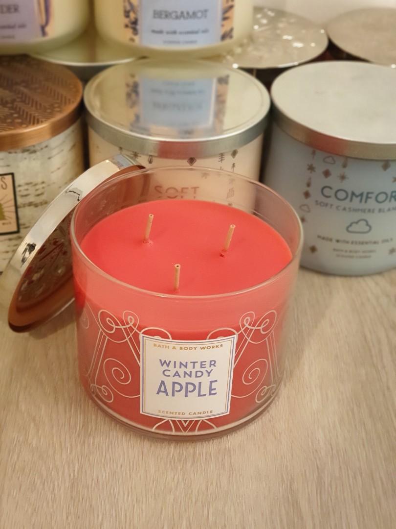 Bath Body Works 3 Wick Candles Winter Candy Apple Health Beauty Bath Body On Carousell