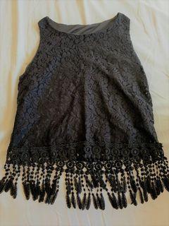 Black crochet with bottom details top