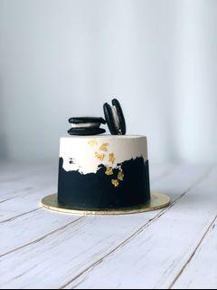 Black Texture with Gold Cake