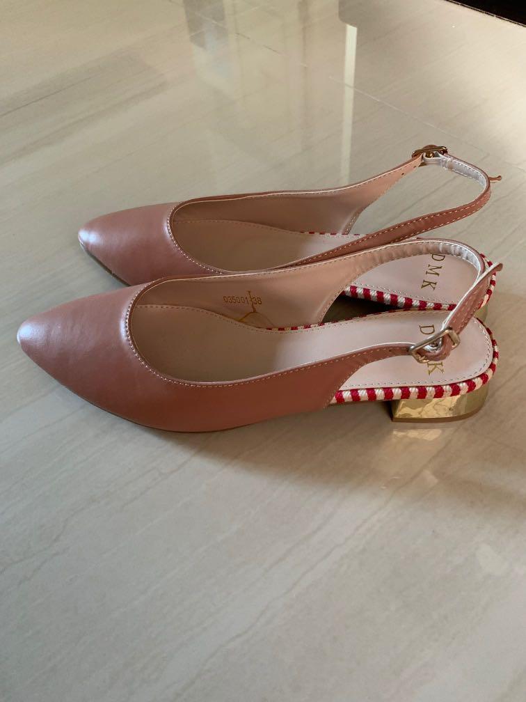 Blush pink mid heel shoes, Women's 