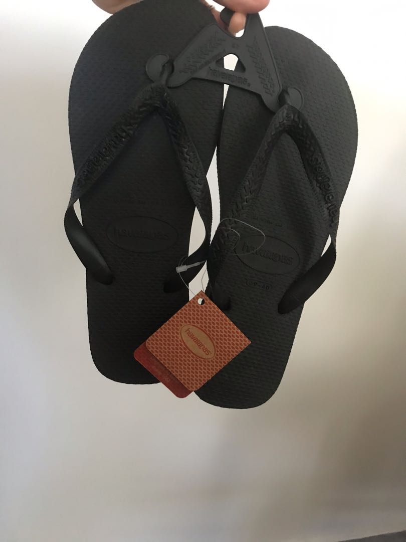 BNIB plain black havaianas size 39 40 Men s Fashion Footwear Flipflops and Slides on Carousell