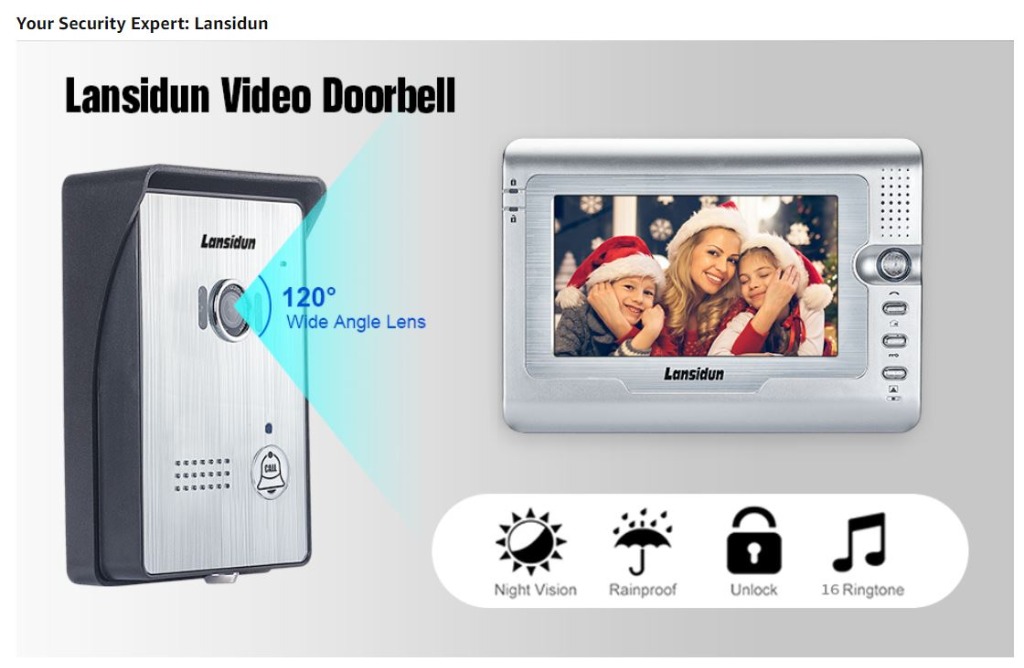 BRAND NEW LANSIDUN Video Doorbell Two Way Intercom 7