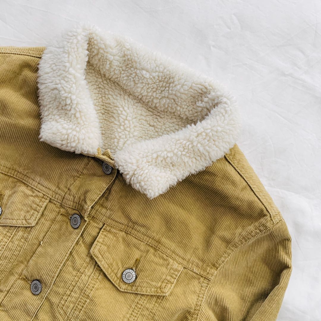 Brandy Melville Elisha Corduroy Borg Jacket Women s Fashion