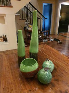 Ceramic green home accessory 5 pc set