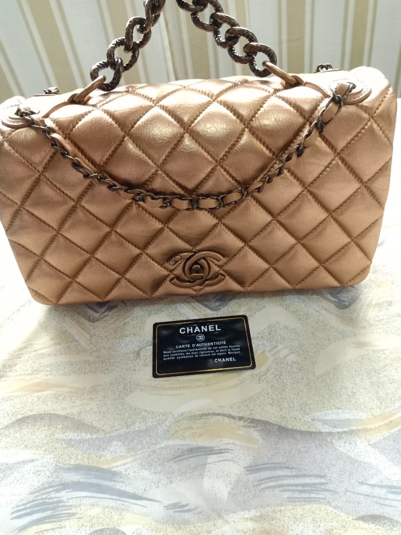 Chanel Gold Quilted Calfskin Leather Pondicherry Large Flap Bag - Yoogi's  Closet