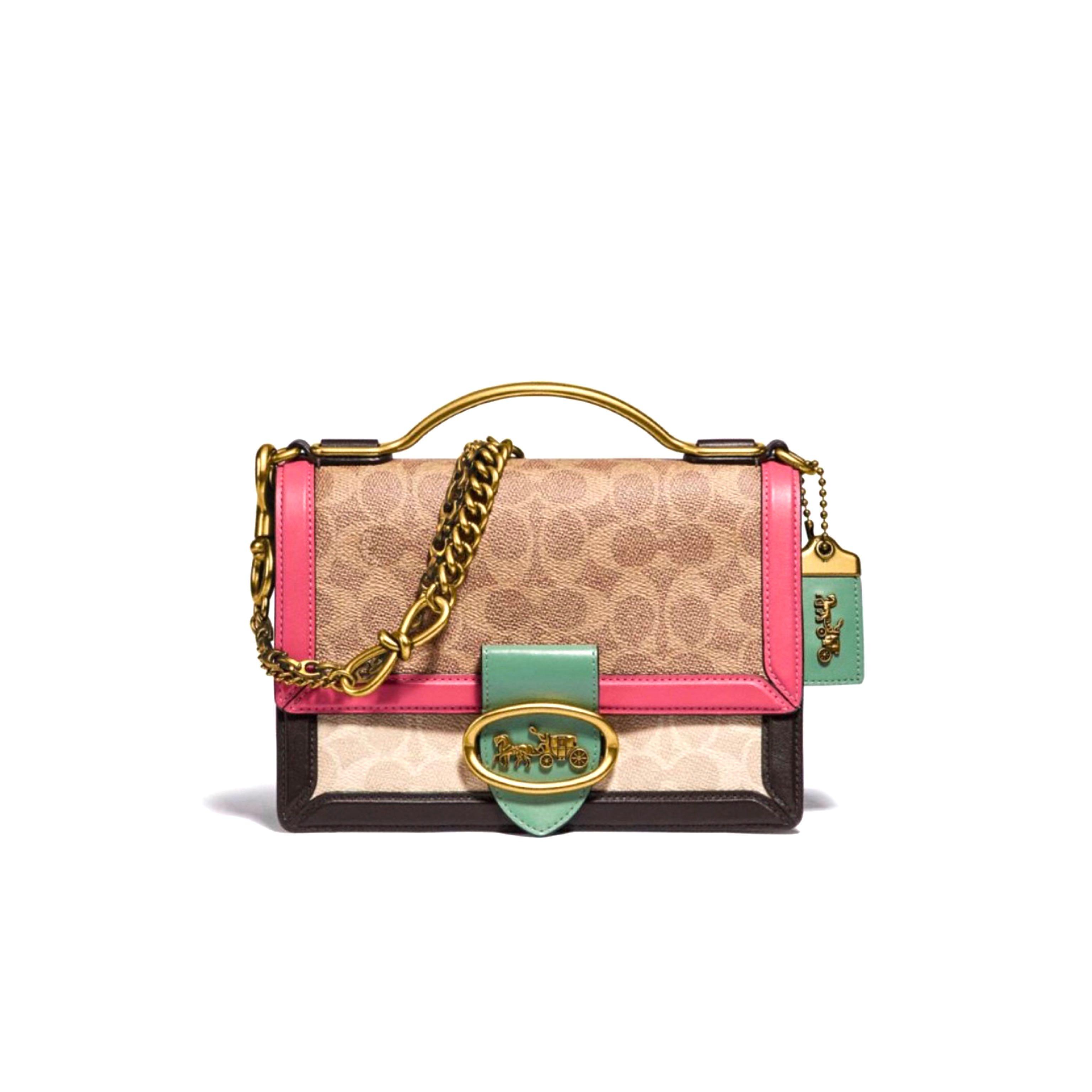 coach riley top handle 18 in signature canvas
