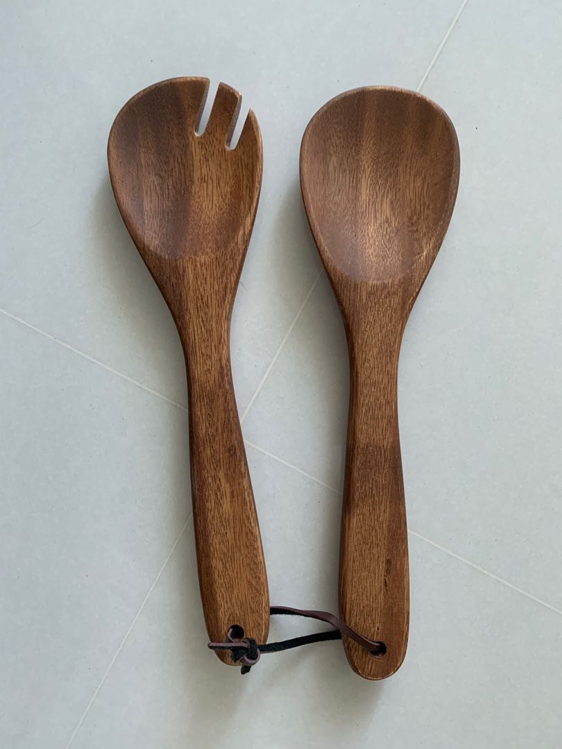 Crate and Barrel Wood Salad Tongs, Furniture & Home Living, Kitchenware